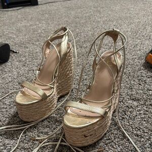 Gold Wedge Sandals